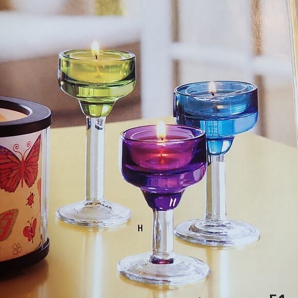 🩵NIB Partylite Color Spots Tealight Candle Holder Trio